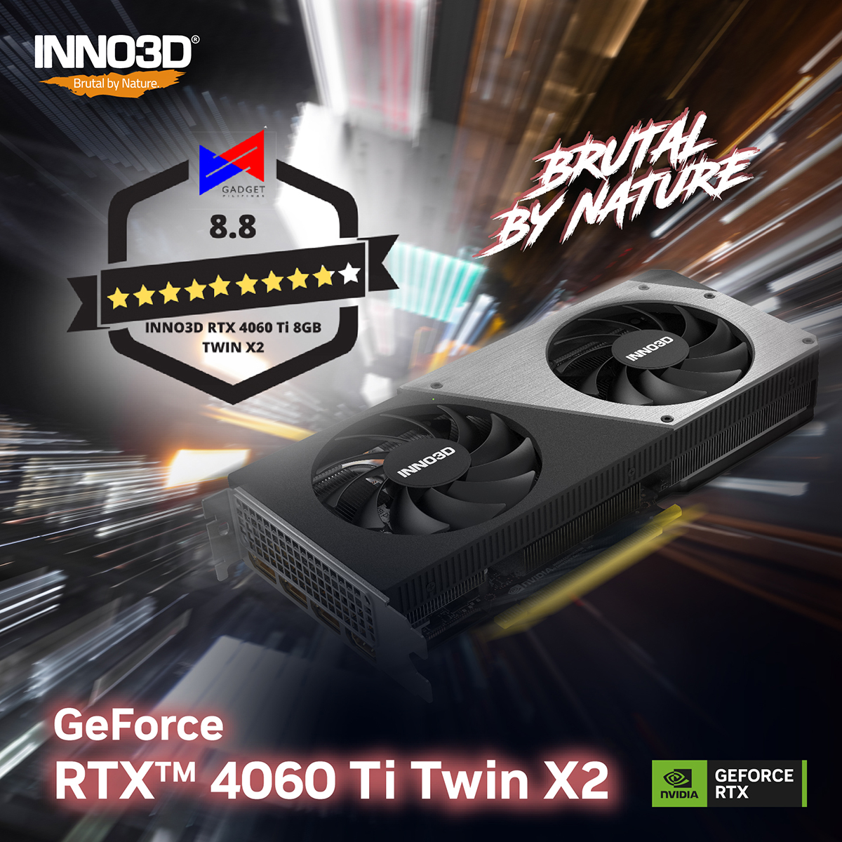 INNO3D GEFORCE RTX 4060 TI 8GB TWIN X2 GETS 8.8 OUT OF 10 STARS